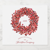 ウォーターカラーベリーリースクリスマスホリデー スパークリングワインラベル (シングルラベル)