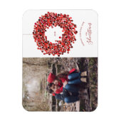 ウォーターカラーベリーリースクリスマスホリデー マグネット (縦)