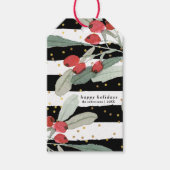 ウォーターカラーベリー金ゴールドブラックハッピーホリデイズ ギフトタグ (正面)
