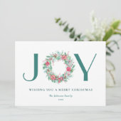 ウォーターカラーベリー&グリーンリークリスマスジョイリース シーズンカード (スタンド正面)