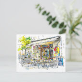 ウォーターカラーベルリンプレンツラウアーベルグ通りカフェ ポストカード (スタンド正面)