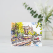 ウォーターカラーベルリンミッテスプリーリバーカフェ ポストカード (スタンド正面)