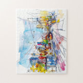 ウォーターカラーベルリンミッテトラムファセカラフルーズ ジグソーパズル (縦)