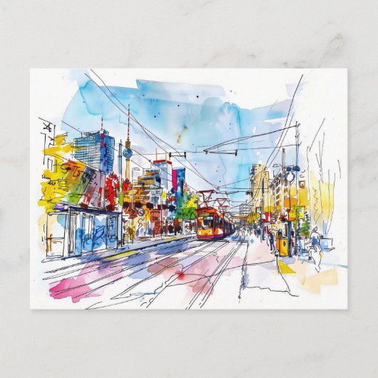 ウォーターカラーベルリンミッテトラムファセカラフルーズ ポストカード (正面)