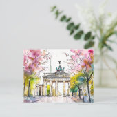 ウォーターカラーベルリン春ブランデンバーグゲート ポストカード (スタンド正面)