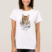 ウォーターカラーベンガルキャット Tシャツ (正面)