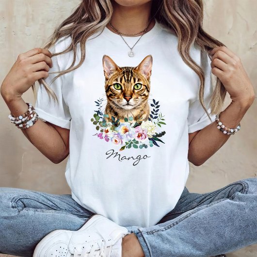 ウォーターカラーベンガルキャット Tシャツ