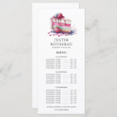 ウォーターカラーベーカーベーカリーパティシシェフデザート メニュー (正面/裏面)