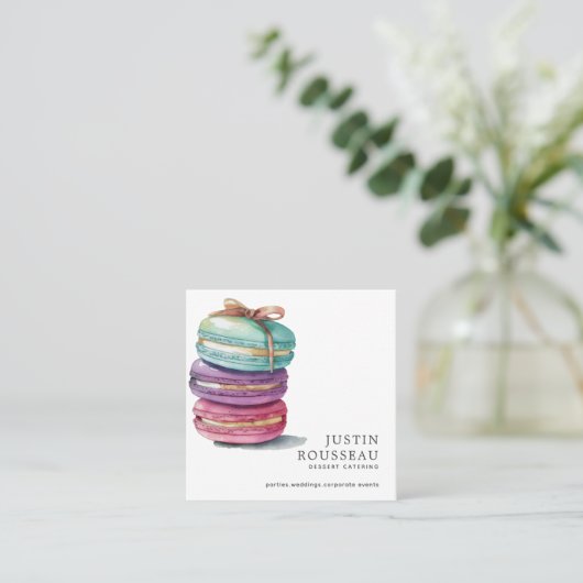 ウォーターカラーベーカーベーカリーパティシシェフ スクエア名刺 (スタンド正面)