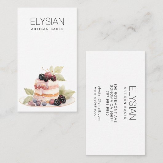 ウォーターカラーベーカーベーカリーパティシシェフ |ベリーブリス 名刺 (正面/裏面)