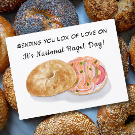 ウォーターカラーベーグルスモークサーモンNational+Bagel+Day ポストカード