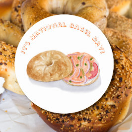 ウォーターカラーベーグルスモークサーモンNational+Bagel+Day ラウンドシール