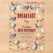ウォーターカラーベーコンと卵の朝食ブランチ誕生日 アクリル招待状 (正面)