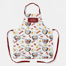 ウォーターカラーベーコン&エッグスブレックファーストフード名前をカスタムする エプロン