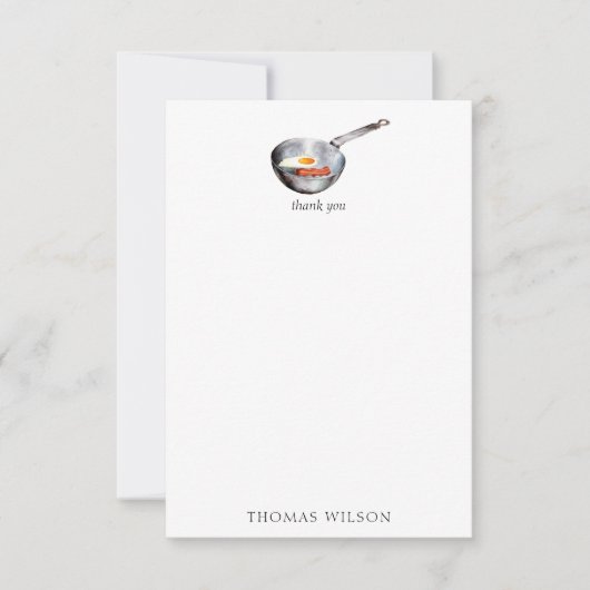 ウォーターカラーベーコン&エッグスブレックファーストフード名前をカスタムする サンキューカード (正面)