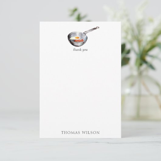 ウォーターカラーベーコン&エッグスブレックファーストフード名前をカスタムする サンキューカード (スタンド正面)