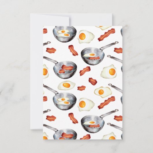 ウォーターカラーベーコン&エッグスブレックファーストフード名前をカスタムする サンキューカード (裏面)