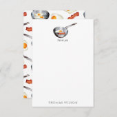 ウォーターカラーベーコン&エッグスブレックファーストフード名前をカスタムする サンキューカード (正面/裏面)