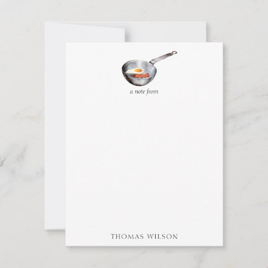 ウォーターカラーベーコン&エッグスブレックファーストフード名前をカスタムする ノートカード (正面)