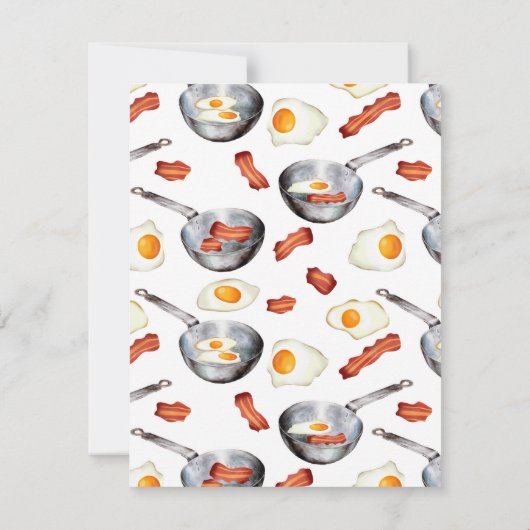 ウォーターカラーベーコン&エッグスブレックファーストフード名前をカスタムする ノートカード (裏面)