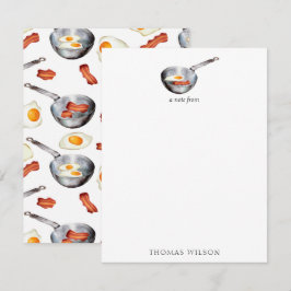 ウォーターカラーベーコン&エッグスブレックファーストフード名前をカスタムする ノートカード