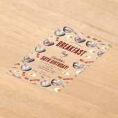 ウォーターカラーベーコン&エッグスブレックファーストブランチ誕生日 アクリル招待状 (レイダウン)