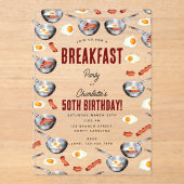 ウォーターカラーベーコン&エッグスブレックファーストブランチ誕生日 アクリル招待状 (正面)