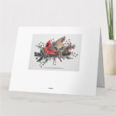 ウォーターカラーペアオブ深紅色ズクリスマスデザイン カード (裏面)