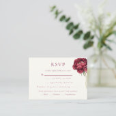 ウォーターカラーペオニーの結婚式RSVP返信カード エンクロージャーカード (スタンド正面)