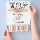 ウォーターカラーペットのビジネス犬の伝言メモ付きフライヤー チラシ (手)