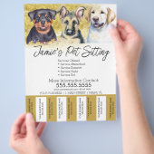 ウォーターカラーペットの犬のビジネスはがし式チラシ チラシ (手)