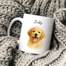 ウォーターカラーペットの犬の肖像画の名前のスクリプト コーヒーマグカップ