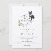 ウォーターカラーペットブラックブルフランスのドッグフローラバラ 招待状 (正面)