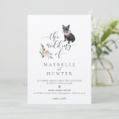 ウォーターカラーペットブラックブルフランスのドッグフローラバラ 招待状 (スタンド正面)