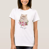 ウォーターカラーペルシャ猫 Tシャツ (正面)