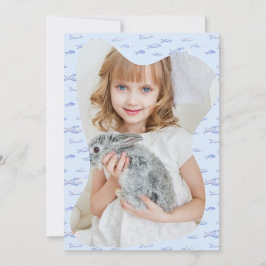 ウォーターカラーホエールタスティックブルー誕生日招待状 招待状 (裏面)