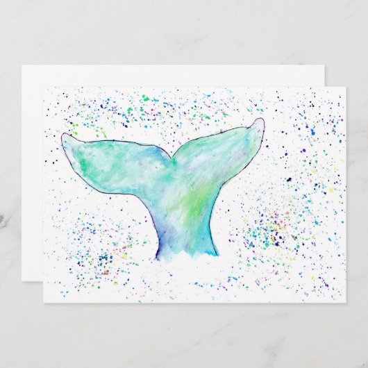 ウォーターカラーホエールテール招待状 招待状 (正面/裏面)