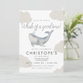 ウォーターカラーホエールファースト誕生日招待状 招待状 (スタンド正面)