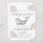 ウォーターカラーホエールファースト誕生日招待状 招待状 (正面/裏面)