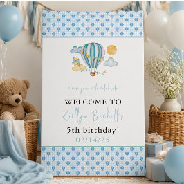 ウォーターカラーホットエアバルーン キッズ 5歳の誕生日パーティー 横断幕