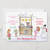 ウォーターカラーホットココアクリスマスパーティーの招待状 招待状 (正面)