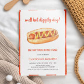 ウォーターカラーホットドッグ子供の誕生日パーティー 招待状