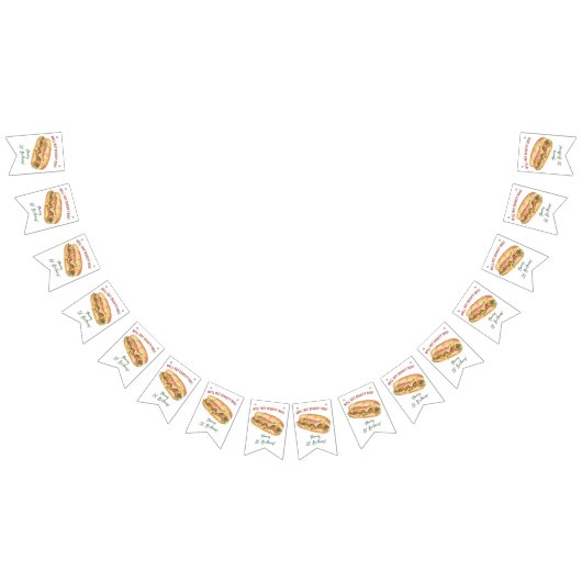 ウォーターカラーホットドッグ子供の誕生日 バンティングフラッグ (全)