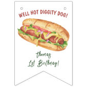 ウォーターカラーホットドッグ子供の誕生日 バンティングフラッグ (第1の旗)