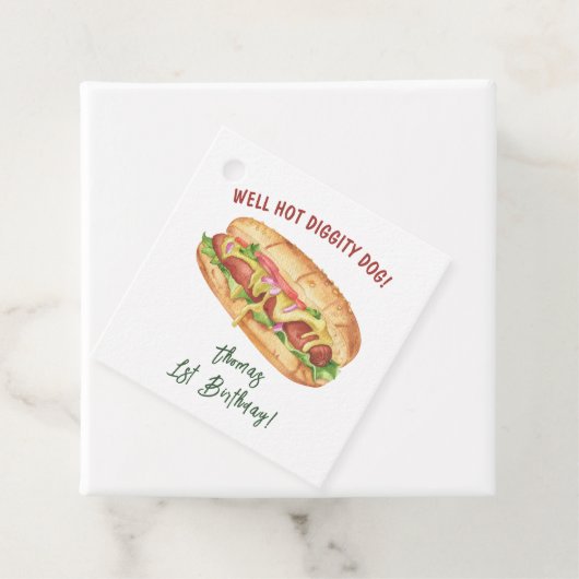 ウォーターカラーホットドッグ子供の誕生日 フェイバータグ (インサイチュ)