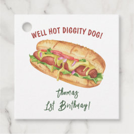 ウォーターカラーホットドッグ子供の誕生日 フェイバータグ