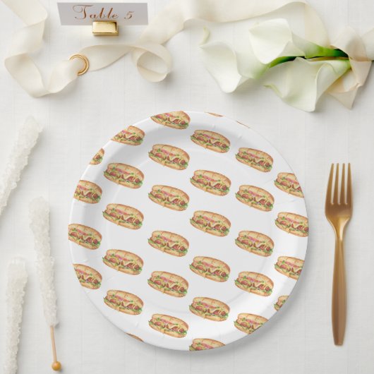 ウォーターカラーホットドッグ子供の誕生日 ペーパープレート (ウェディング)