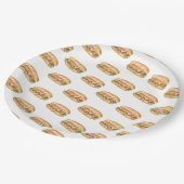 ウォーターカラーホットドッグ子供の誕生日 ペーパープレート (アングル)