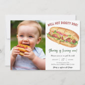 ウォーターカラーホットドッグ子供の誕生日 招待状 (正面)