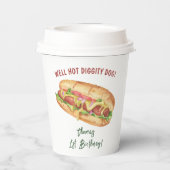 ウォーターカラーホットドッグ子供の誕生日 紙コップ (裏面)